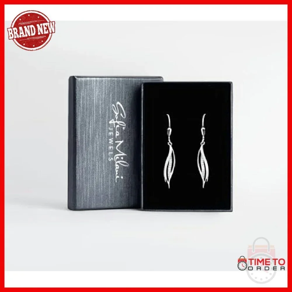 Sterling Silver Wave Spiral Dangle Earrings with Zirconia Stones